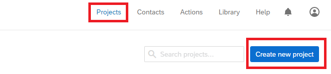 Click on "Create new Project" - you may need to click on "Projects" first to get the option.
