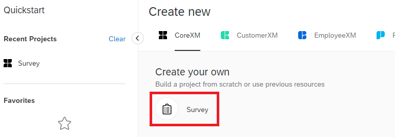 Click on "Survey", framed in red.