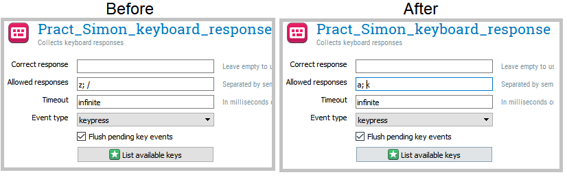 The second step is to change the responses we allow in the keyboard element.